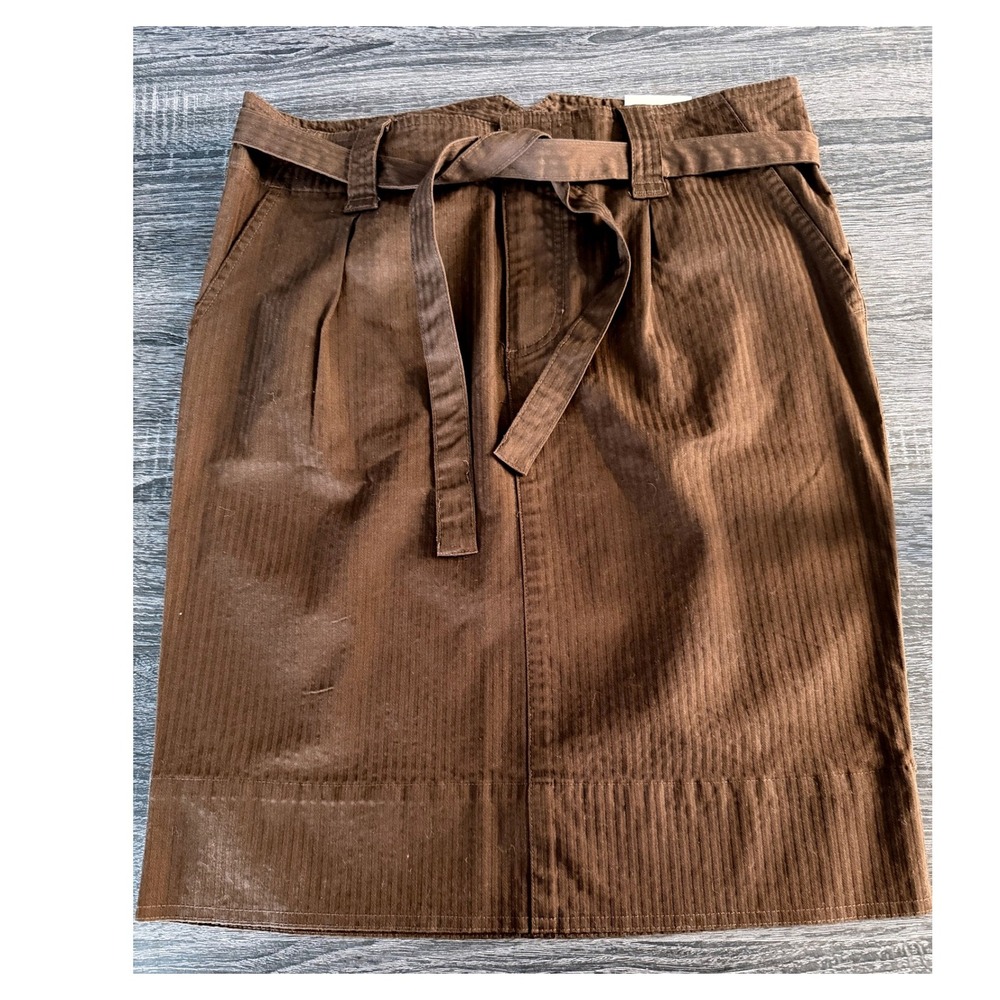 ana A New Approach Brown Corduroy Belted Skirt Size 6‎ Cargo Pockets